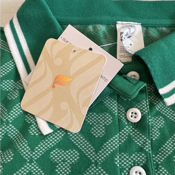 Fabletics Seamless Fairway Green Patterned Polo Top - Picture 3 of 7